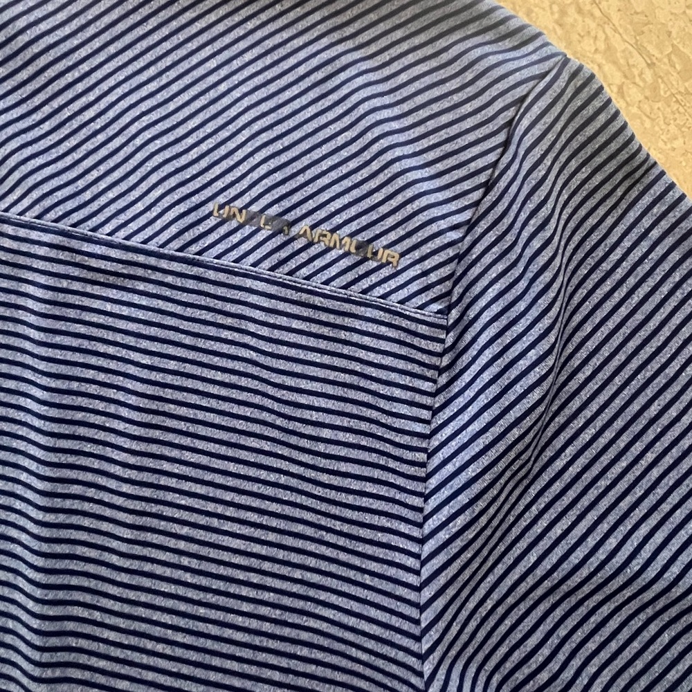 Under Armour Men's Navy and Blue Stripe HeatGear Polo Shirt, size L - Picture 5 of 5